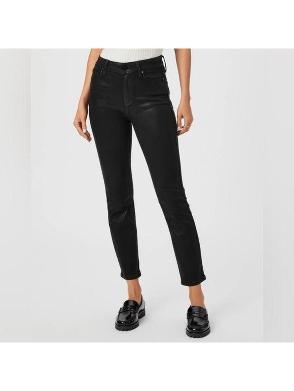 PAIGE Cindy - Black Fog Luxe Coating size 32” waist straight leg black jeans